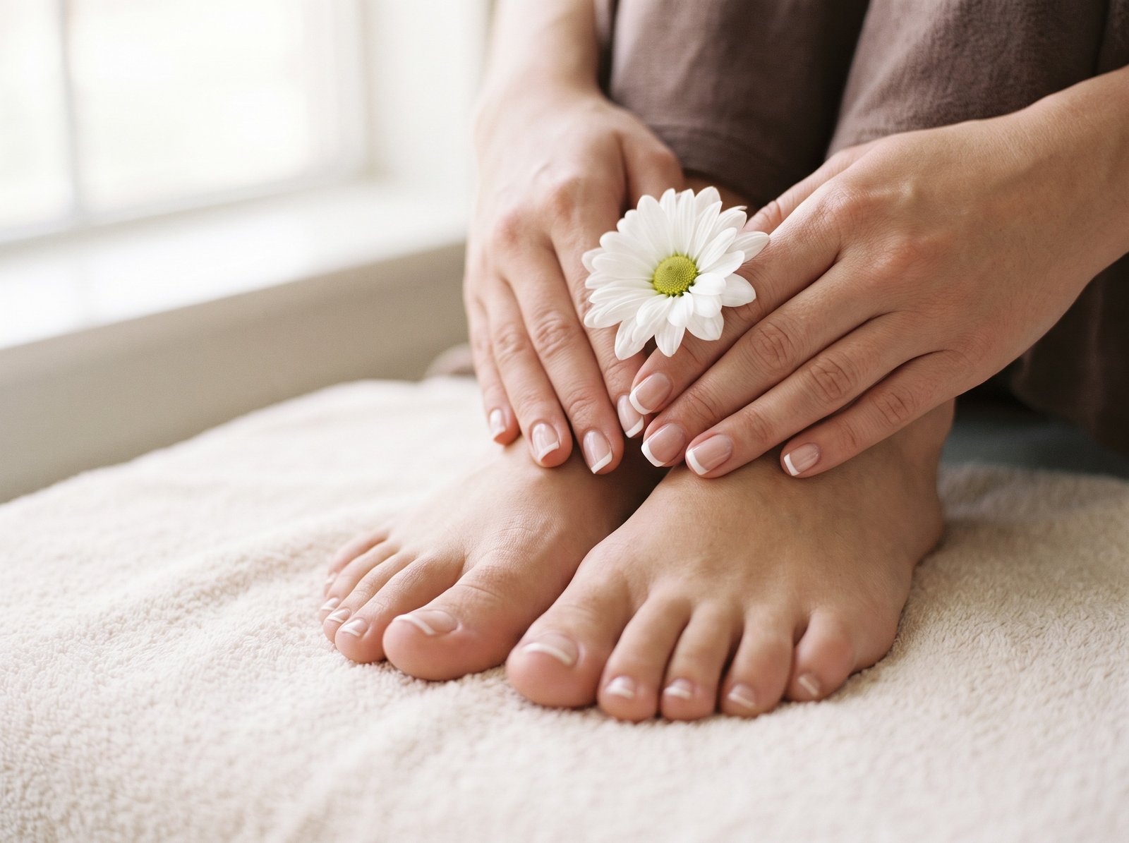 A guest relaxing during her appointment at Zayka Nail Studio