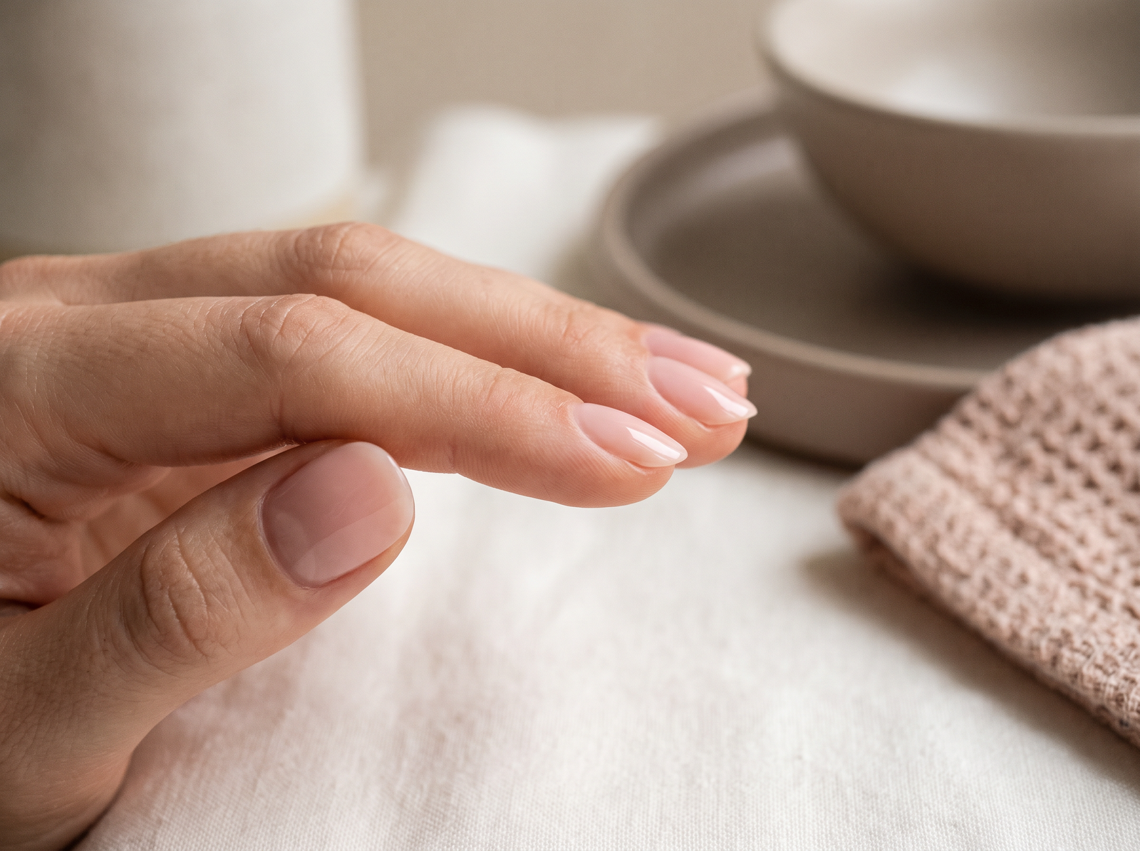 Structured gel manicure on natural nails